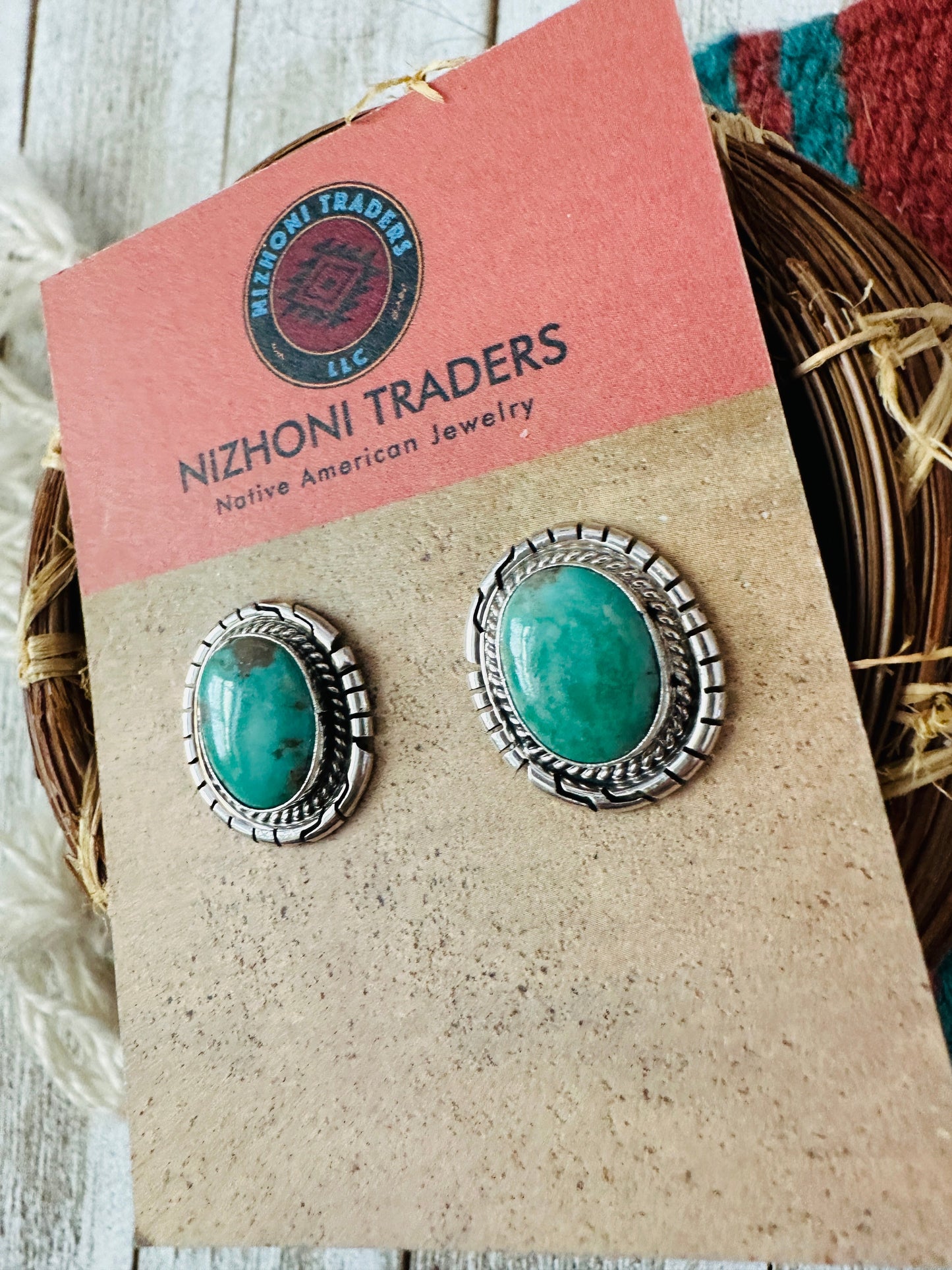 Handcrafted Turquoise & Sterling Silver Post Earrings