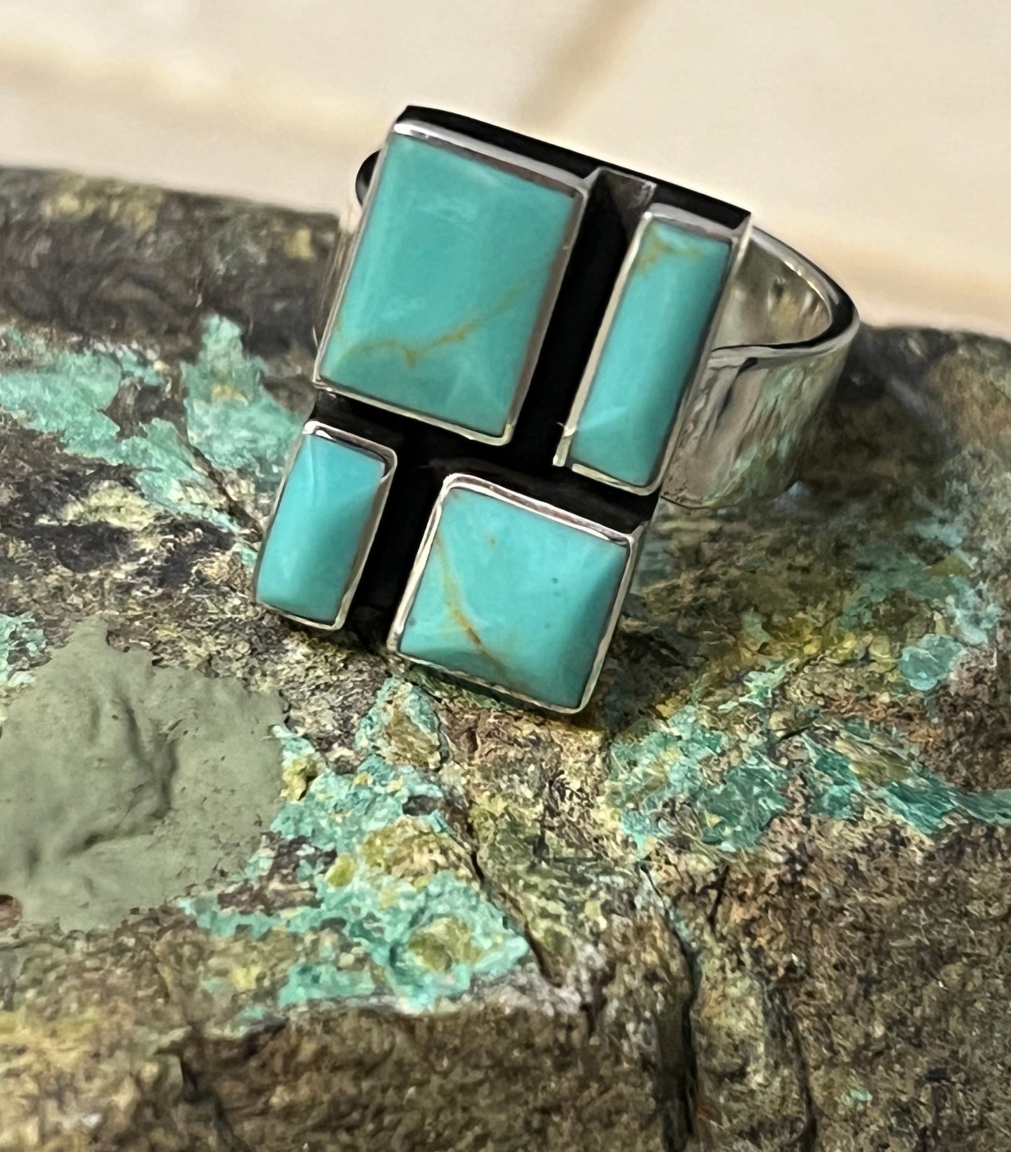 Turquoise Mosaic Sterling Silver Ring
