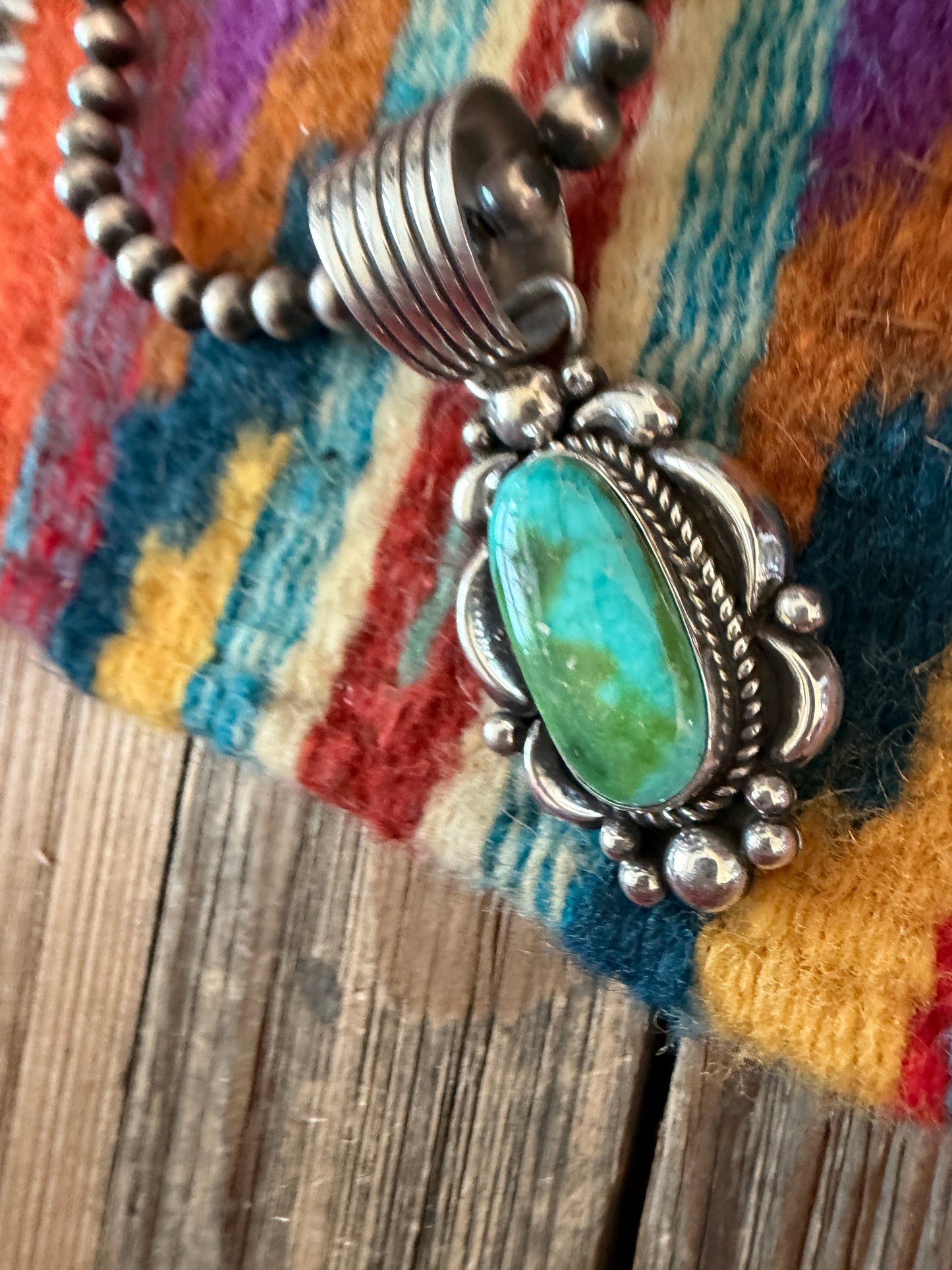 Handcrafted Sterling Silver & Sonoran Mountain Turquoise Pendant by Albert Jake
