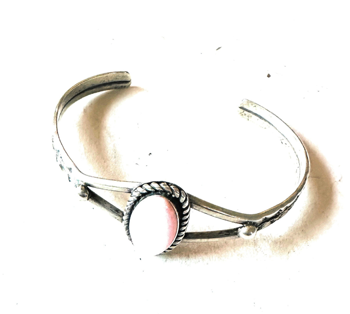 Handcrafted Queen Pink Conch Shell & Sterling Silver Cuff Bracelet