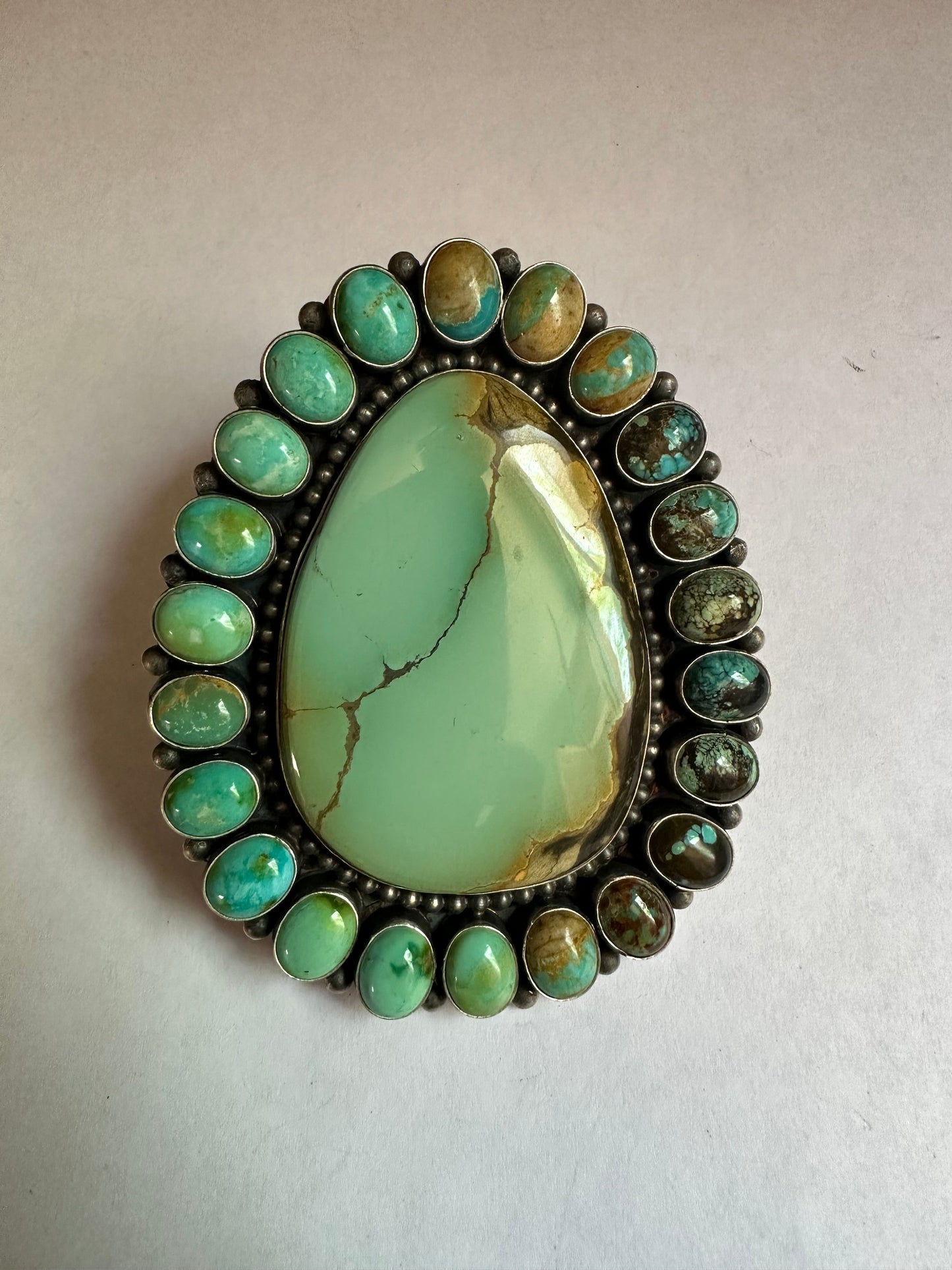 Beautiful Handcrafted Sterling Silver & Turquoise Statement Ring by Blaine Yellowhorse, Size 7