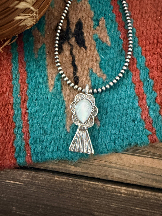Handcrafted Sterling Silver & Mother of Pearl Blossom Pendant by Joseph Martinez