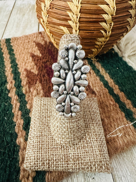 Handcrafted Sterling Silver Adjustable Concho Ring by Leroy James