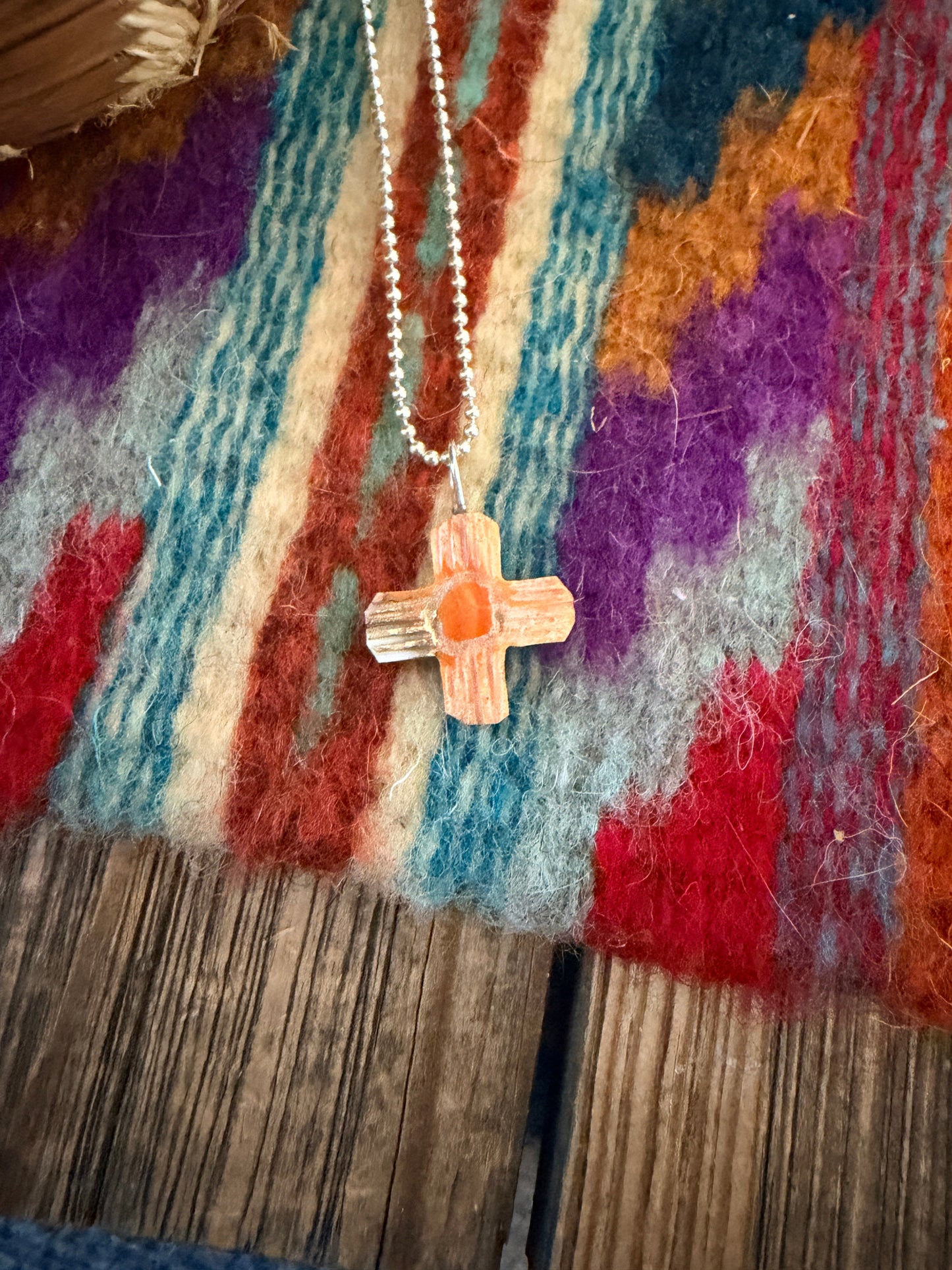 Hand Carved Spice Cross Pendant