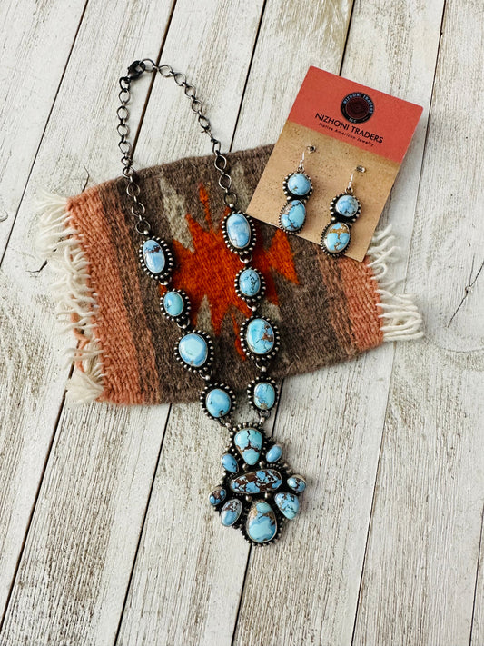 Handcrafted Golden Hills Turquoise & Sterling Silver Necklace Set by Sheila Becenti