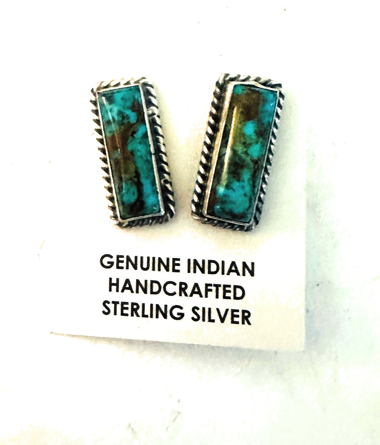 Navajo Sterling Silver & Kingman Turquoise Post Earrings