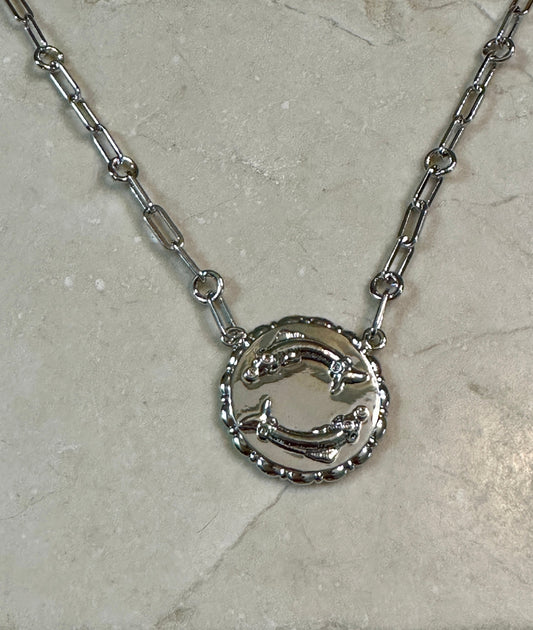 Bold CZ Zodiac Link Pisces Necklace