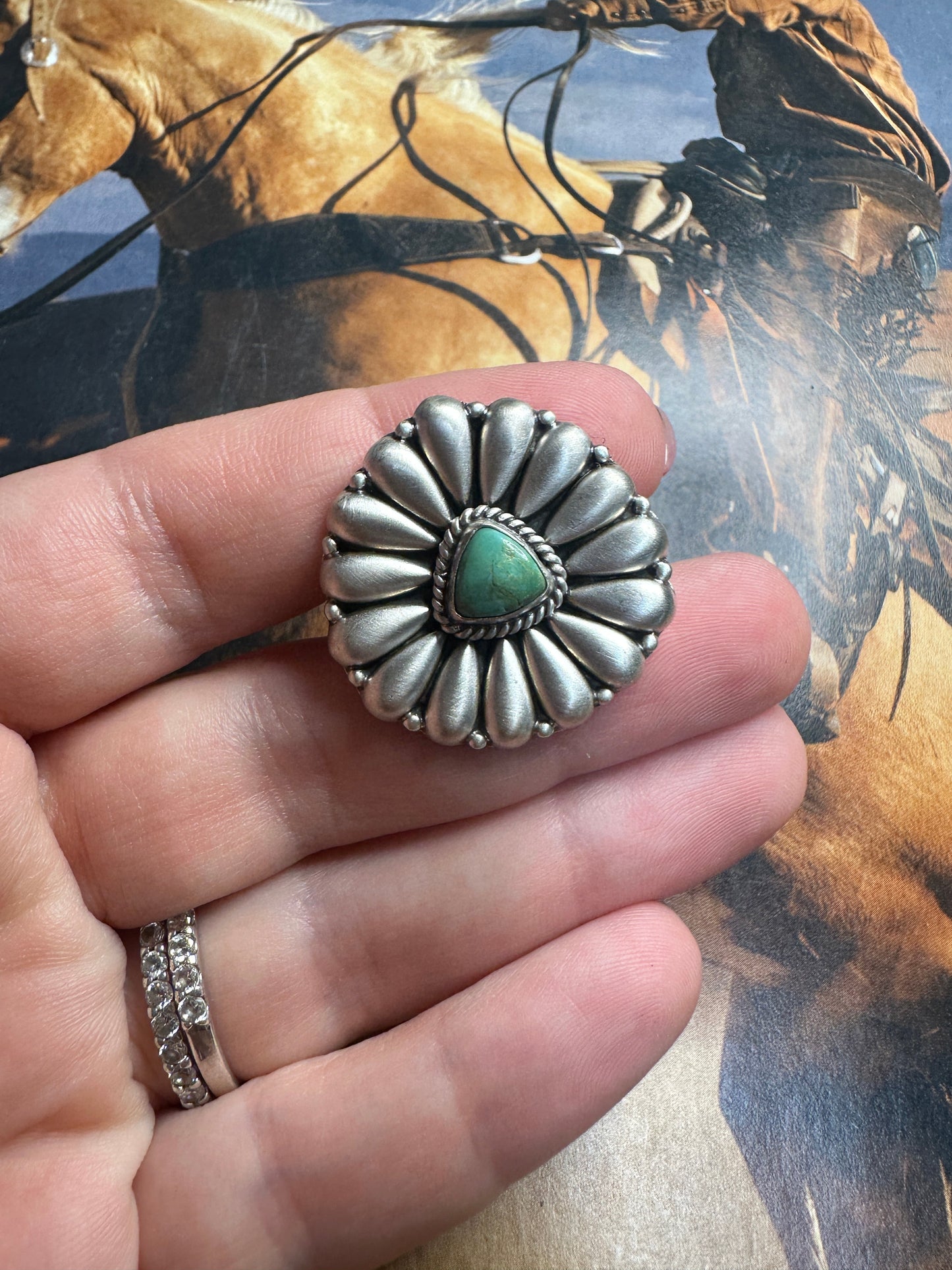 Handmade Turquoise & Sterling Silver Adjustable Ring