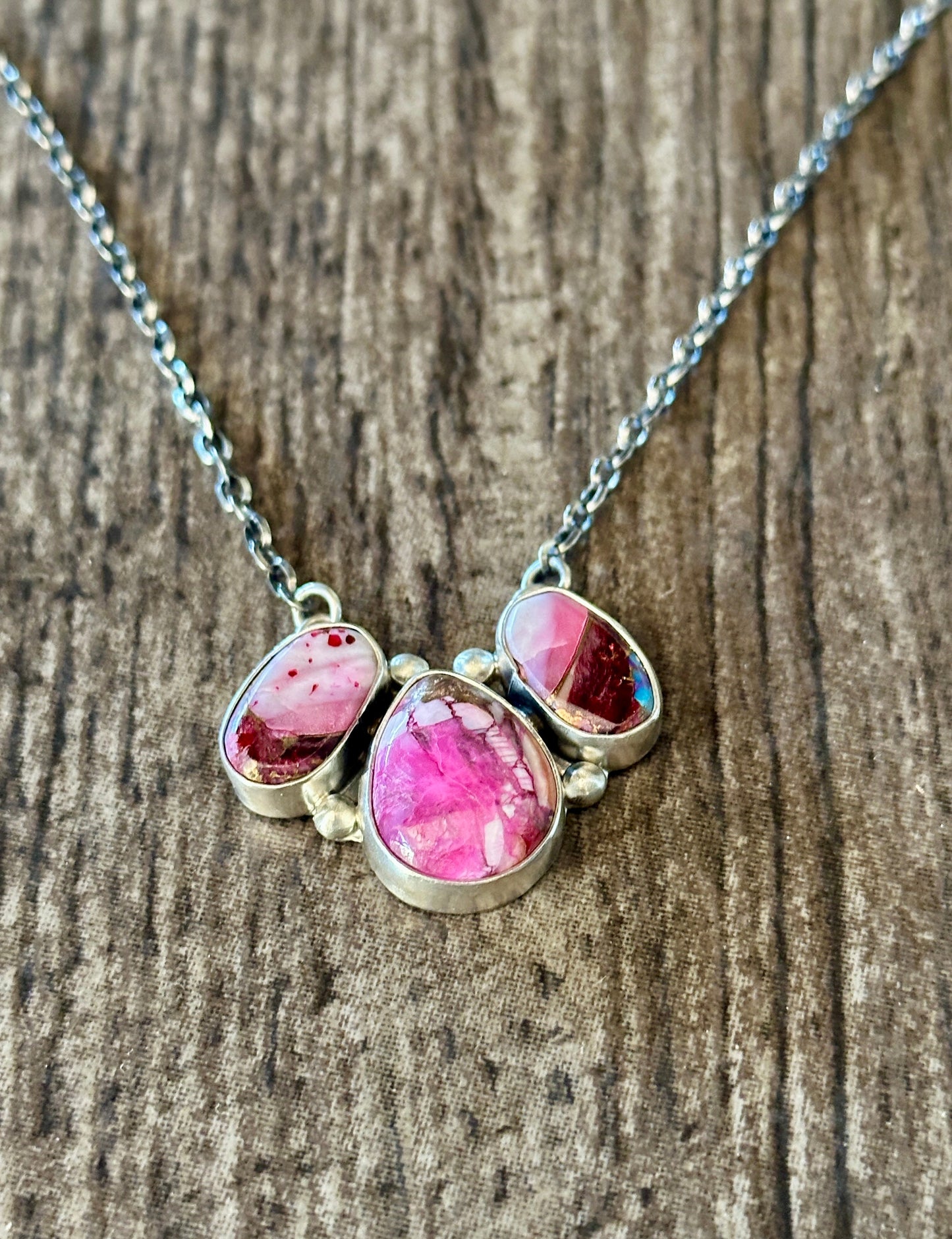 Handcrafted Sterling Silver & Pink Dream Mohave Necklace Signed