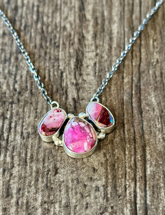 Handcrafted Sterling Silver & Pink Dream Mohave Necklace Signed