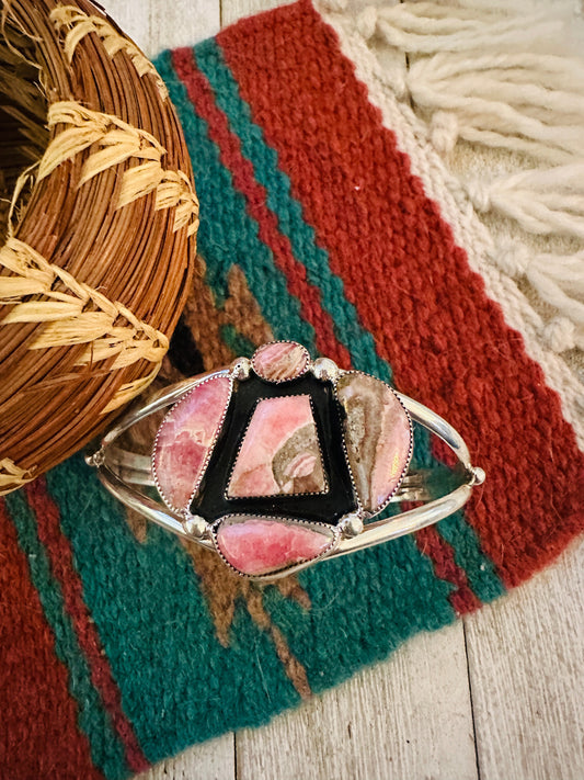 Handcrafted Sterling Silver & Rhodochrosite Cuff Bracelet