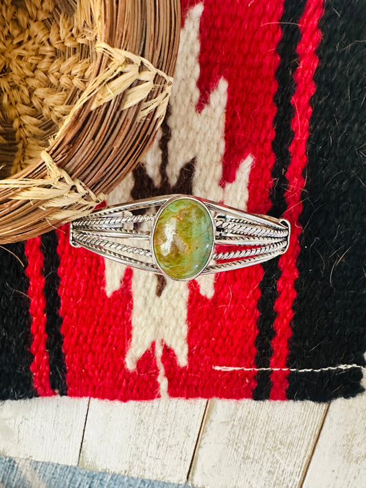 Handcrafted Royston Turquoise & Sterling Silver Cuff Bracelet