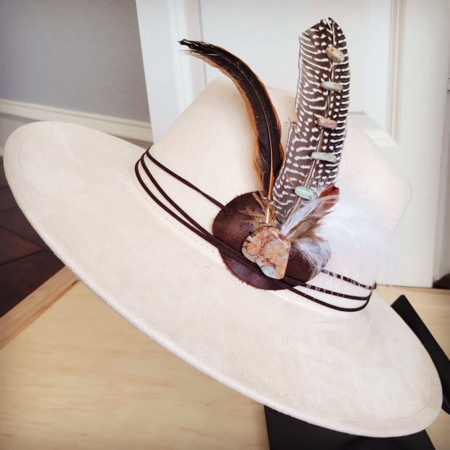 Aqua Terra Accent Turkey Feather & Leather Hat Band Only 954s