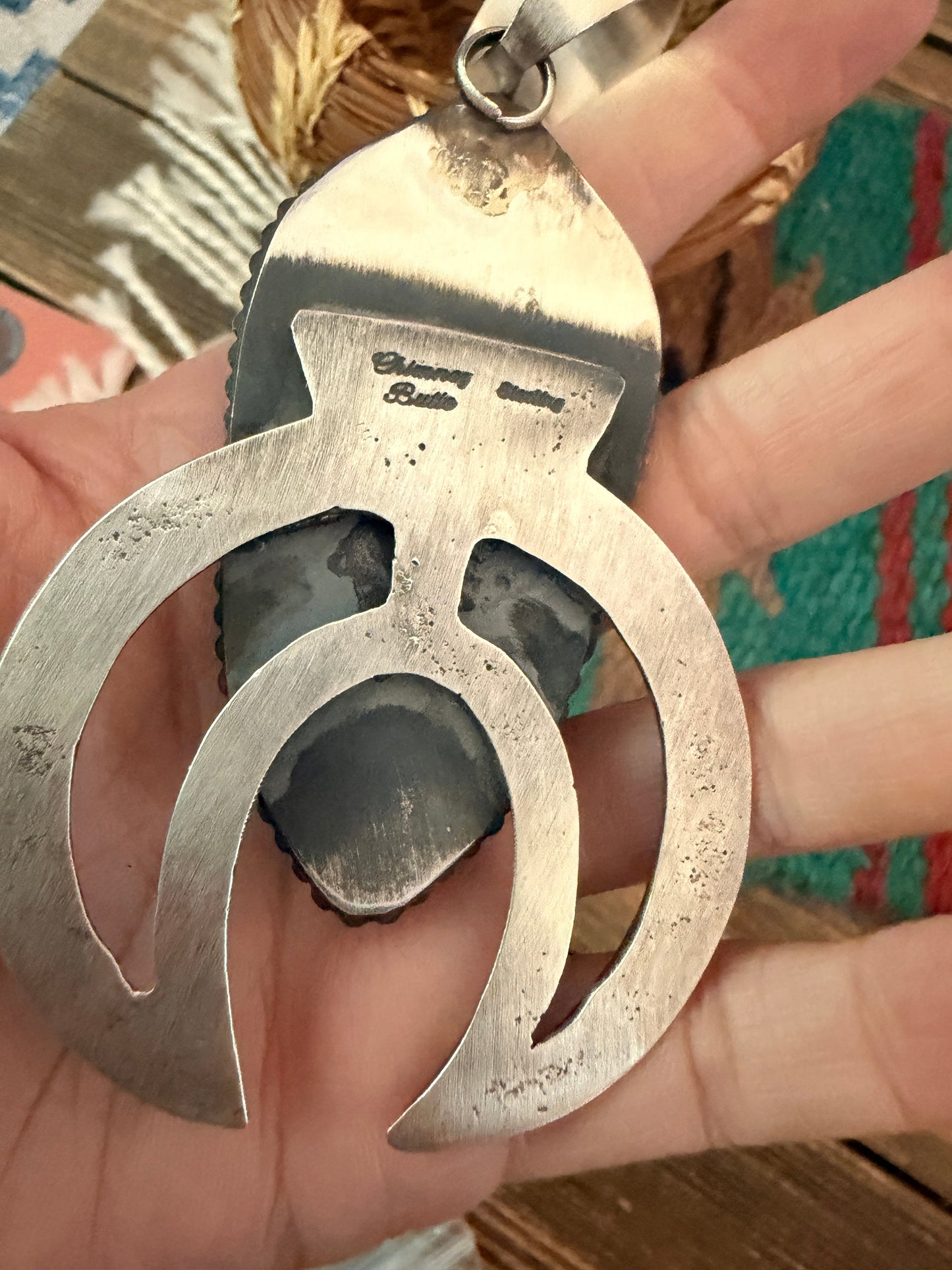Handcrafted Sterling Silver & Palomino Turquoise Naja Pendant by Chimney Butte