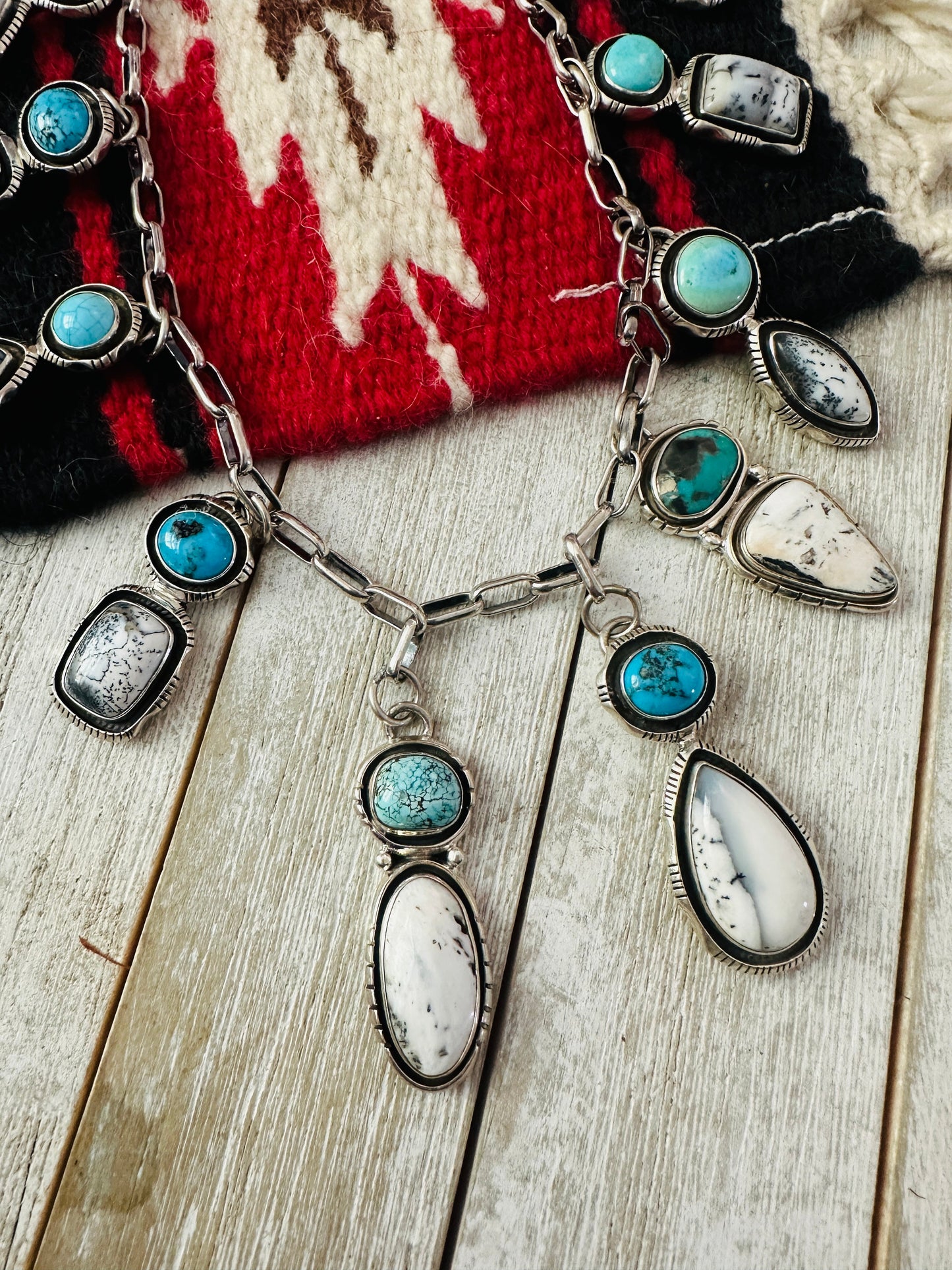 Handcrafted Sterling Silver, Turquoise & White Buffalo Necklace