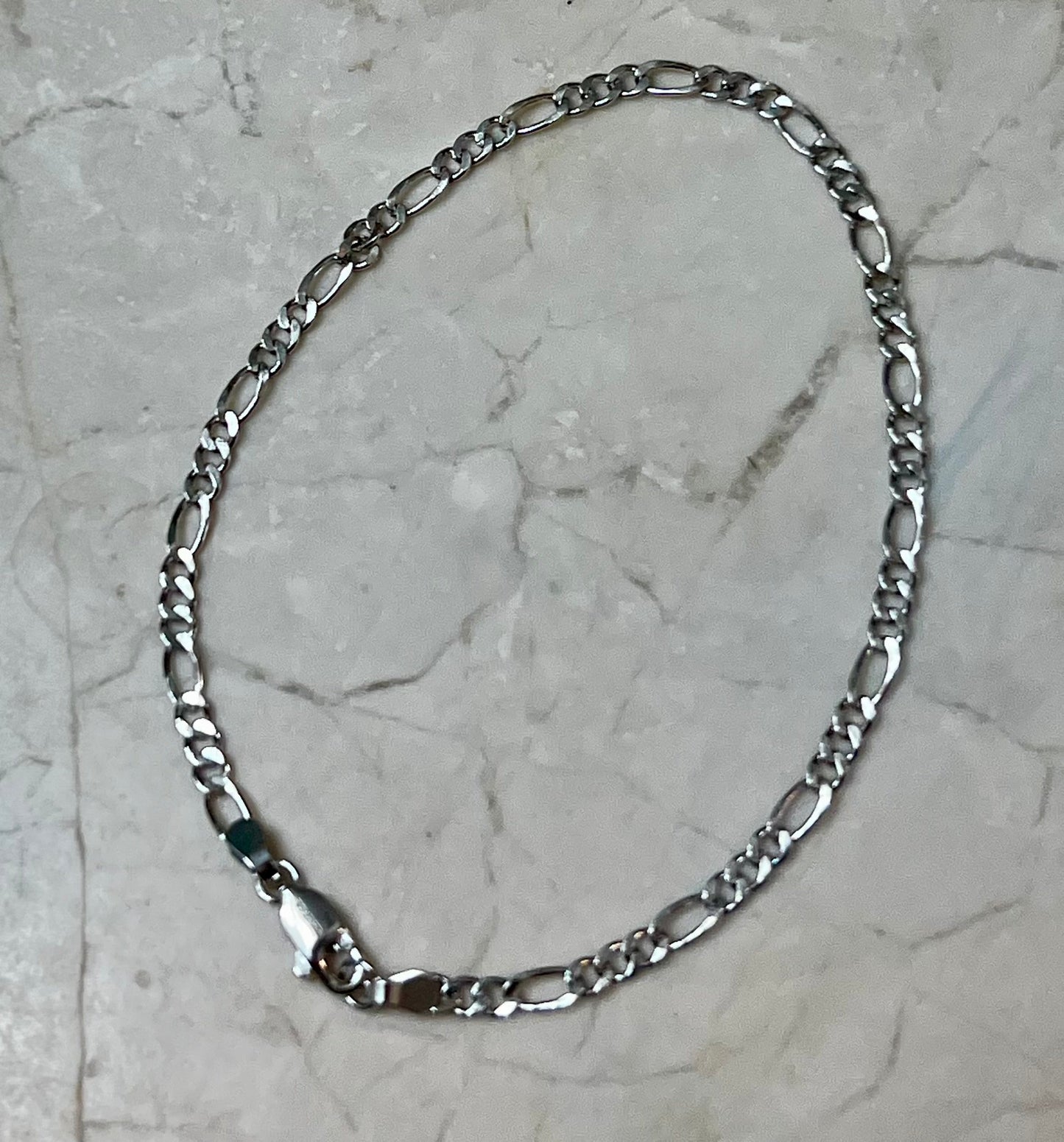 Sterling Silver Figaro Chain Bracelet 8”