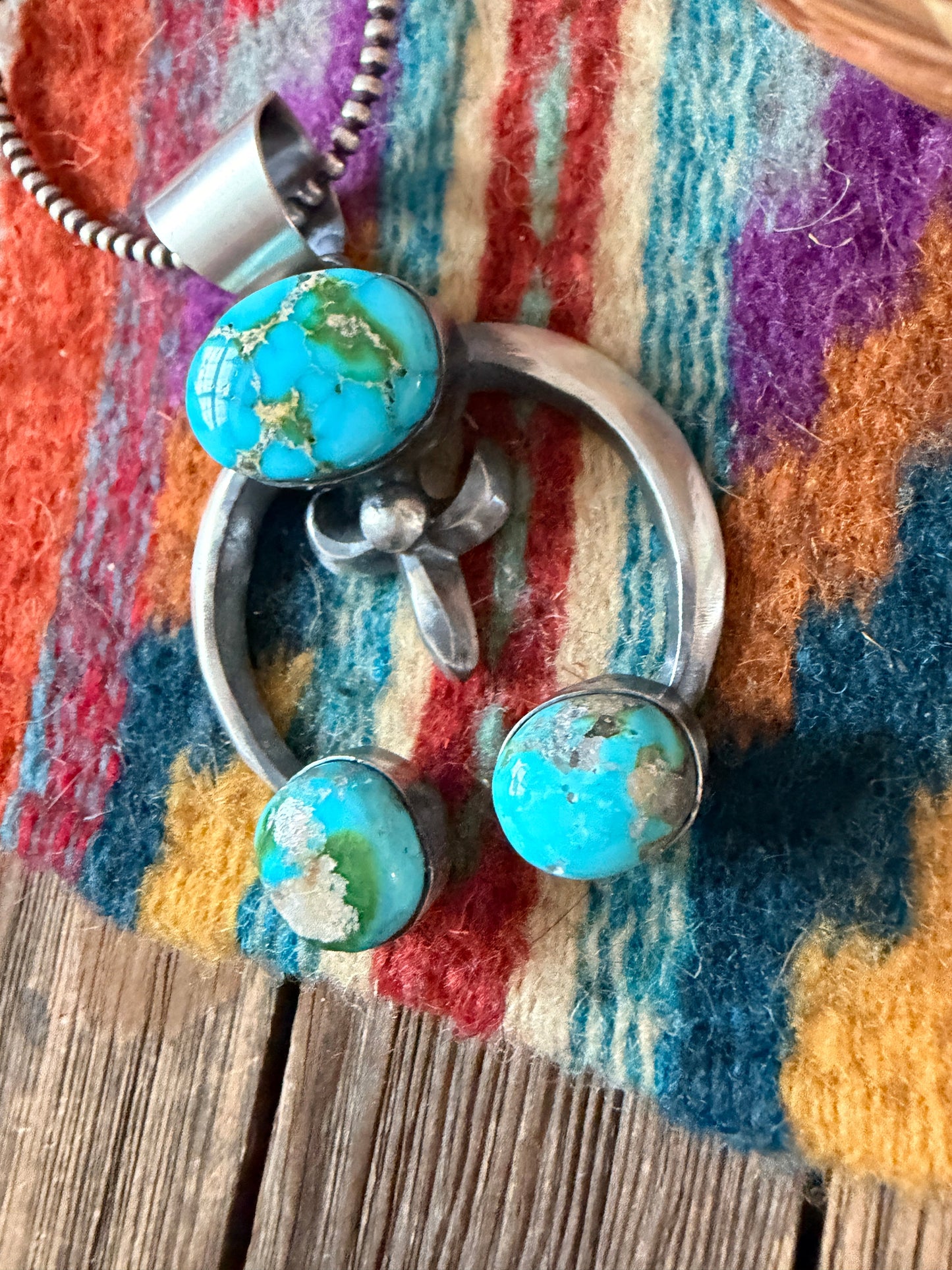 Handcrafted Sterling Silver & Sonoran Mountain Turquoise Naja Pendant by Chimney Butte