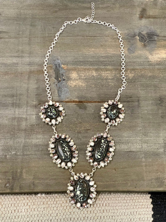 Handmade Sterling Silver , New Lander & Wild Horse Necklace Signed Nizhoni