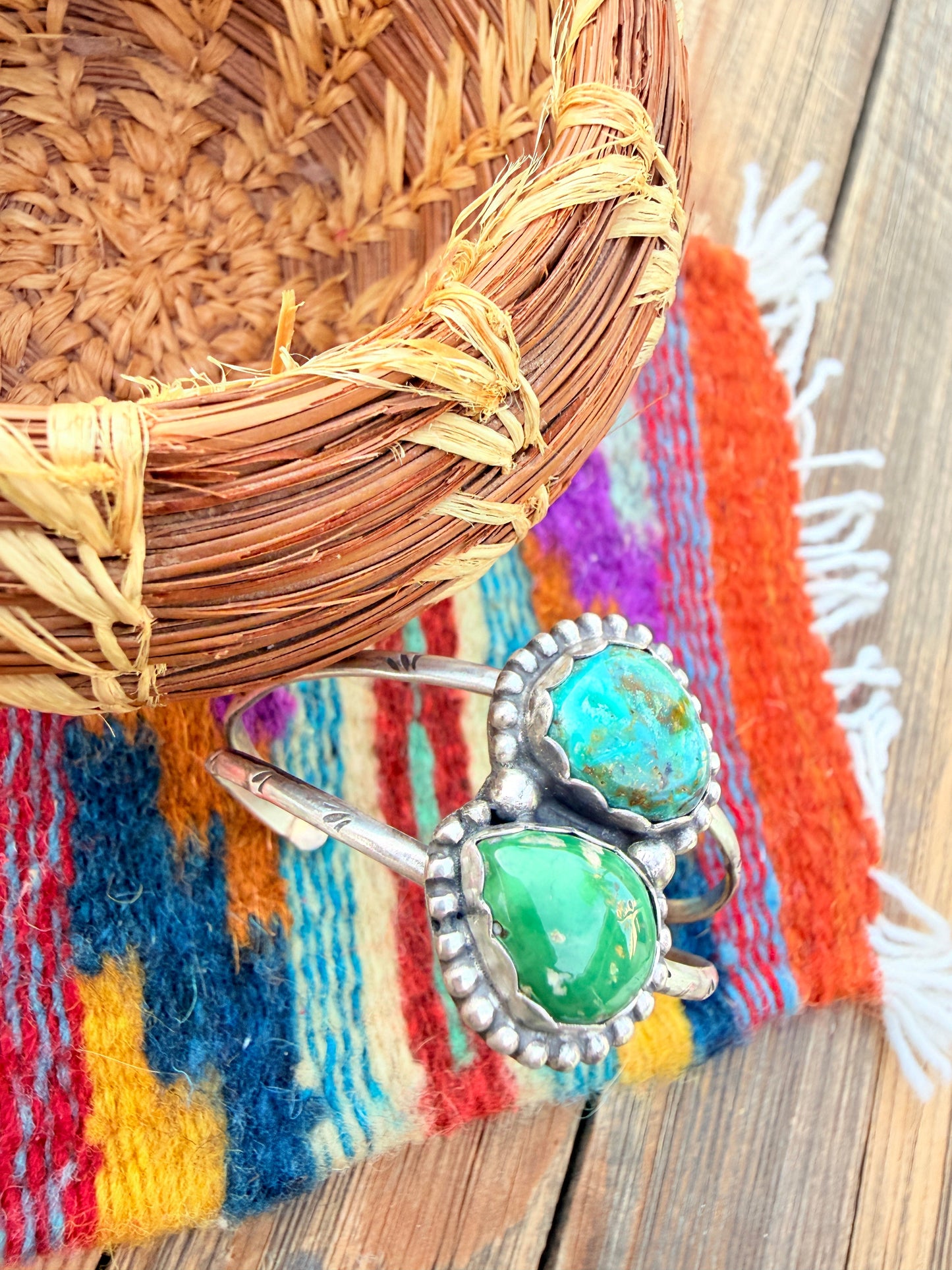 Handcrafted Sonoran Gold Turquoise & Sterling Silver Cuff Bracelet
