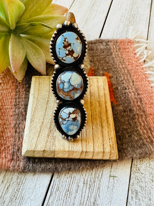 Handcrafted Golden Hills Turquoise & Sterling Silver Ring Size 7 by Kathleen Livingston