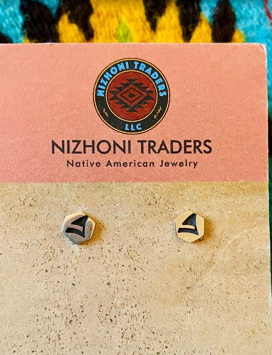 Handcrafted Overlaid Sterling Silver Stud Earrings