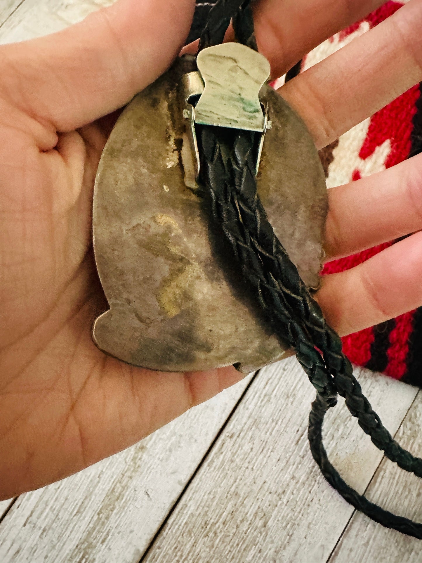 Vintage Old Pawn Sterling Silver & Multi Stone Inlay Bolo Tie