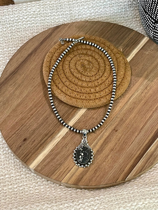 Beautiful Handmade Sterling Silver & New Lander Turquoise Pendant