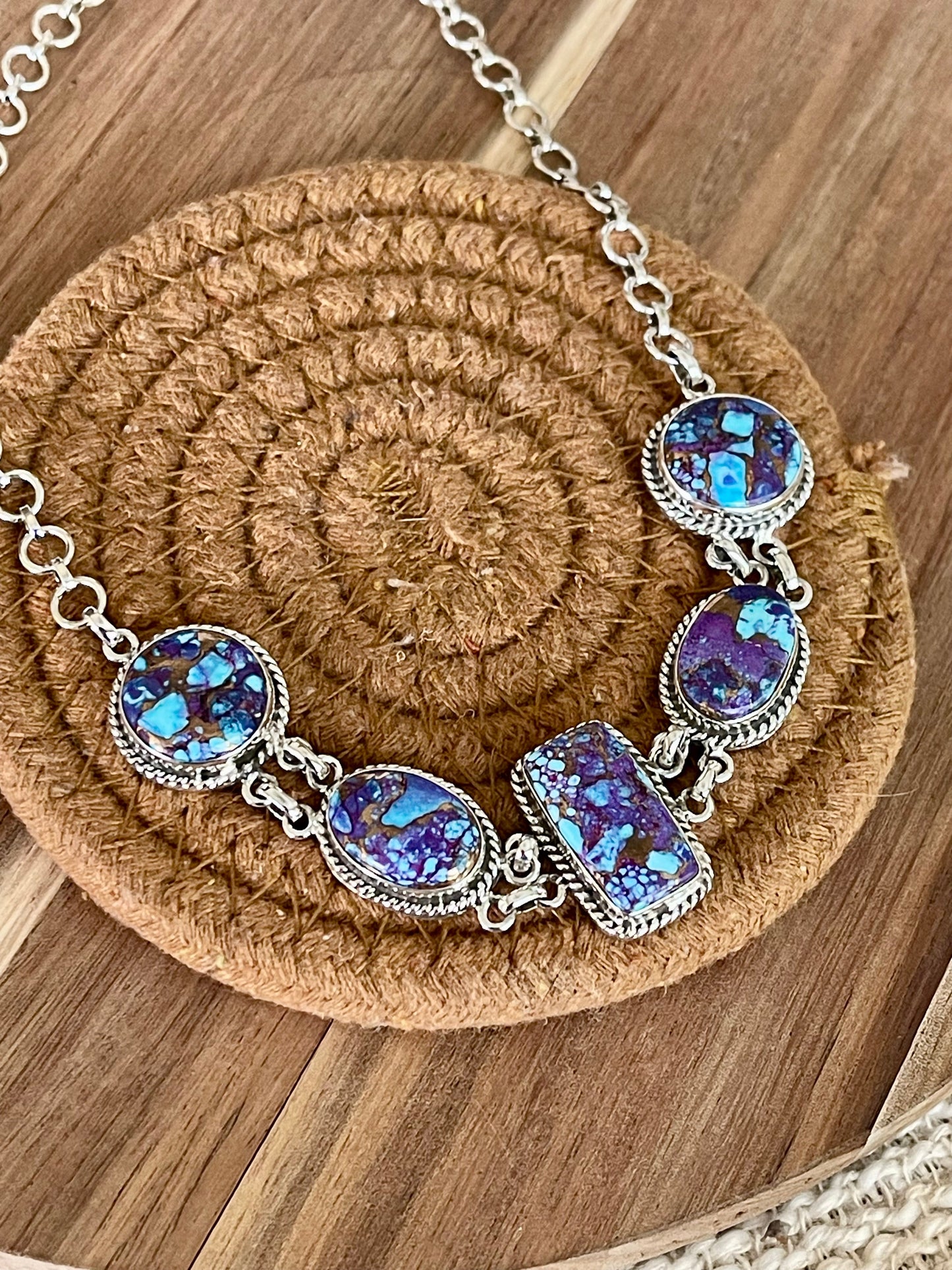 Handcrafted Sterling Silver & Purple Dream Mojave Necklace And Earring Set