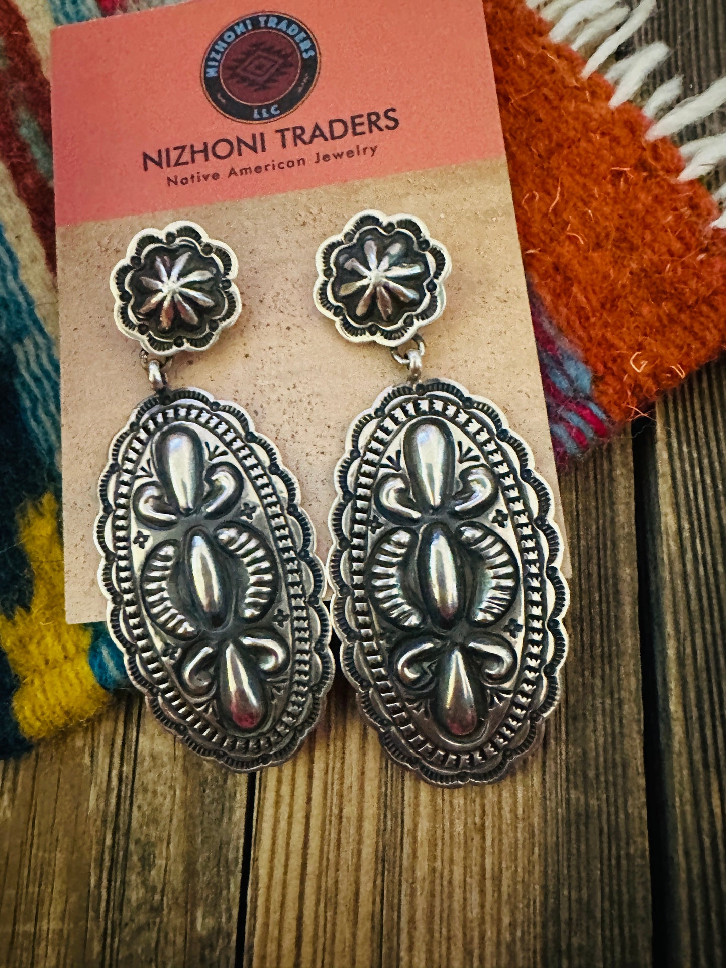 Handcrafted Sterling Silver Concho Dangle Earrings