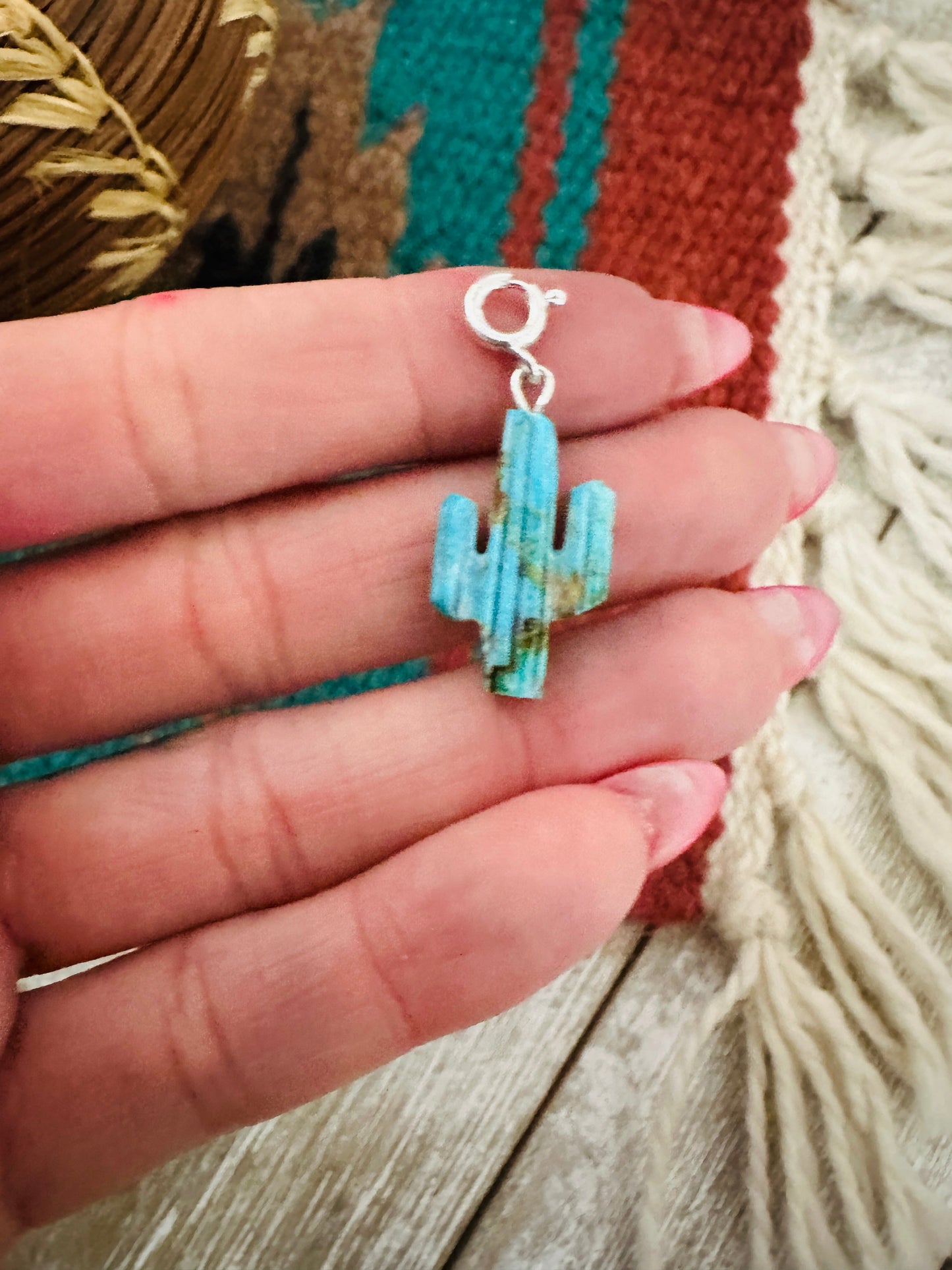 Handcrafted Turquoise Saguaro Cactus Charm
