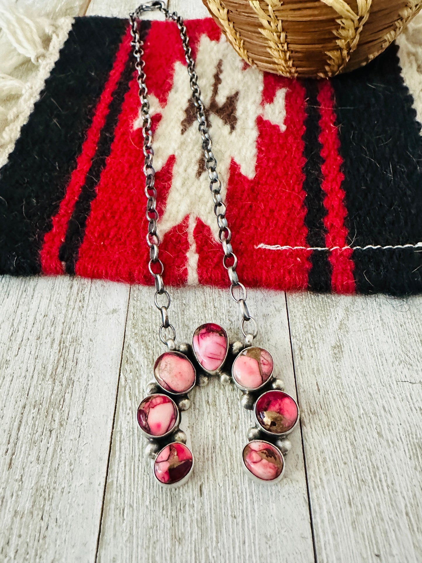 Handcrafted Rose Dahlia & Sterling Silver Naja Necklace