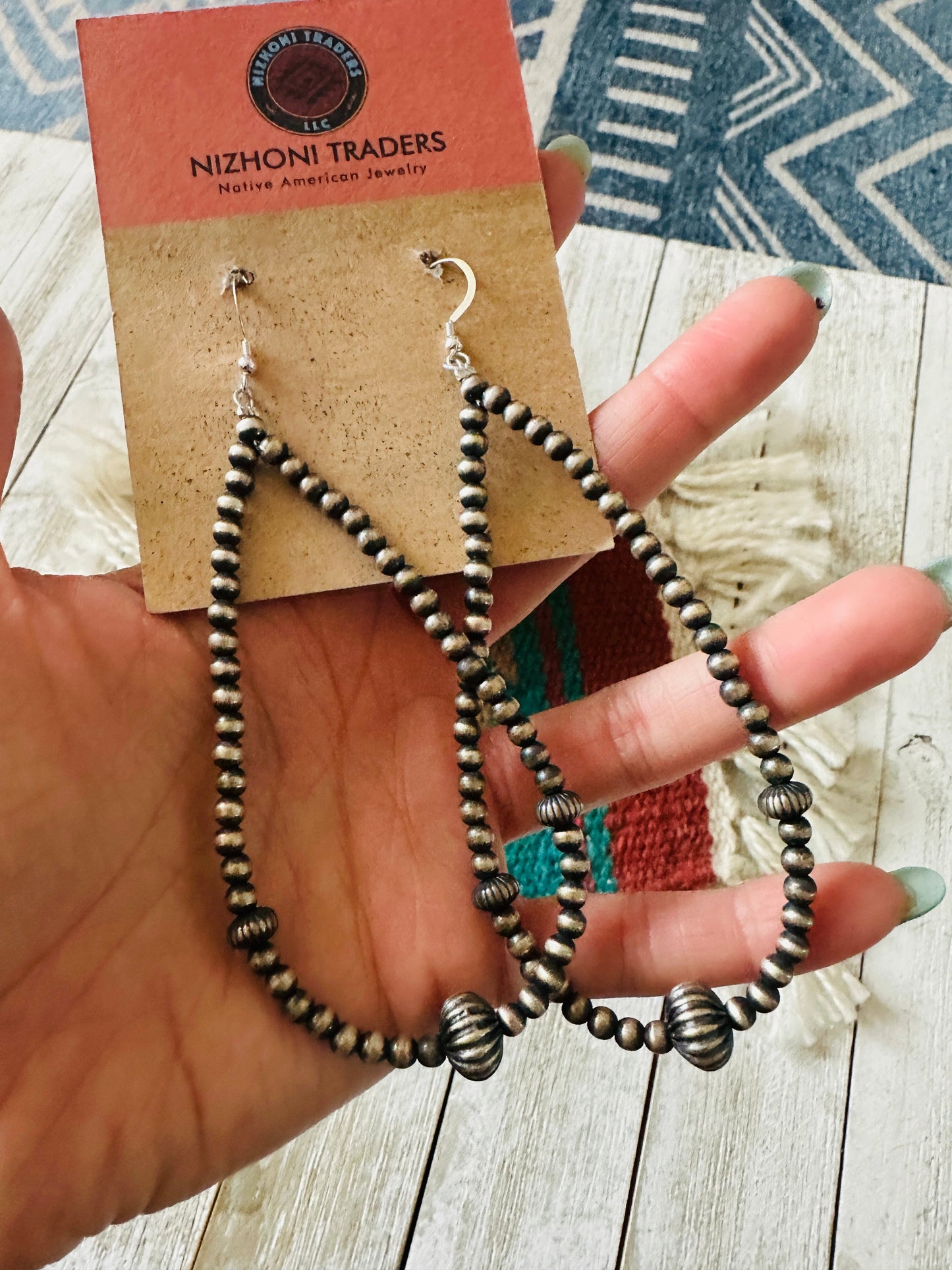Handcrafted Sterling Silver Pearl Beaded Hoop Earrings