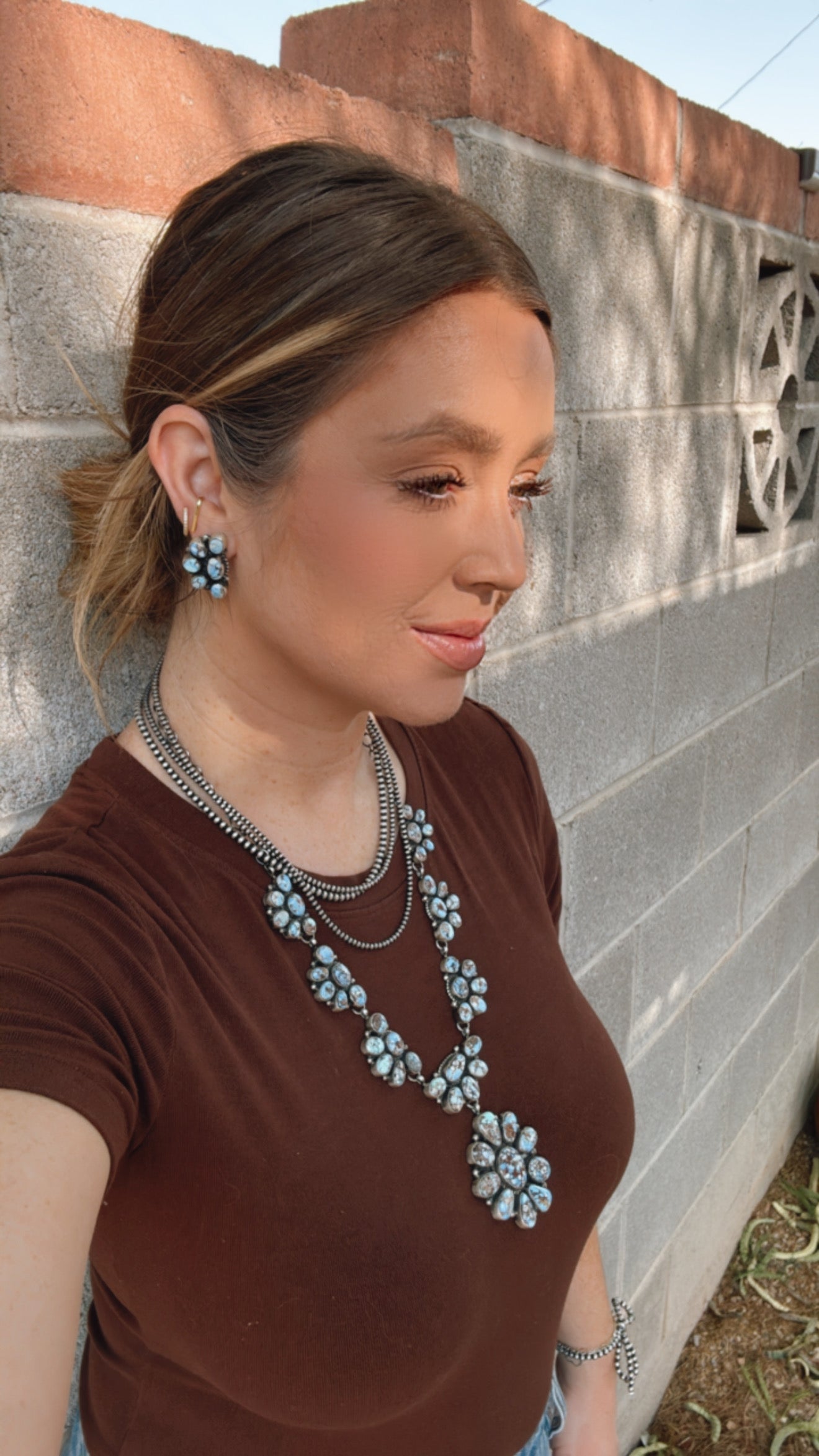 Handcrafted Golden Hills Turquoise & Sterling Silver Necklace Set by Sheila Becenti