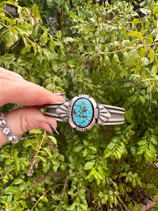 Beautiful Handcrafted Sterling Turquoise Bracelet Cuff Signed