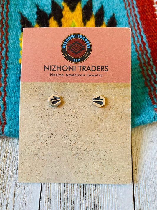 Handcrafted Overlaid Sterling Silver Stud Earrings