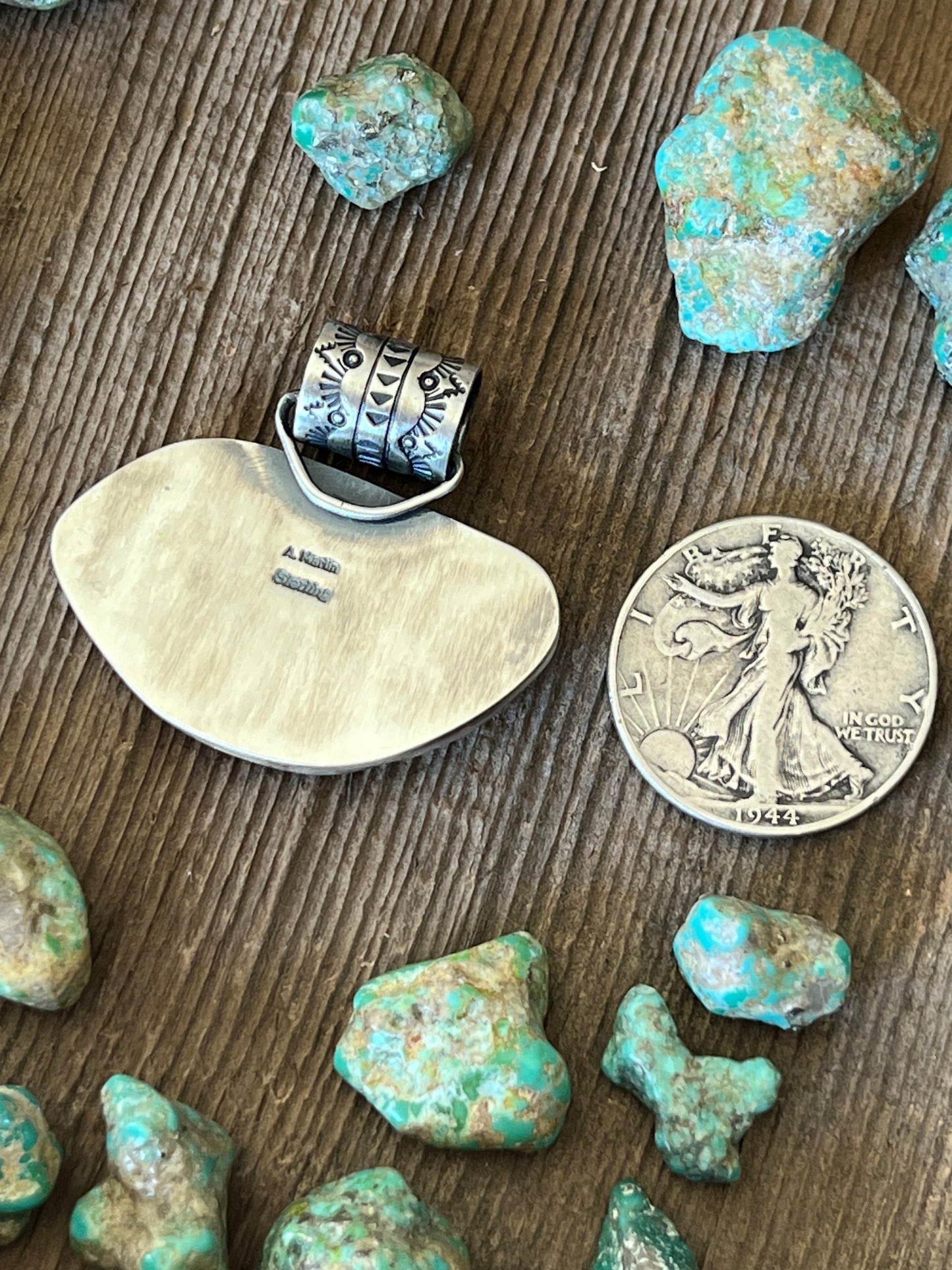 Handcrafted Sterling Silver and White Buffalo Solo Pendant by Angela Martin