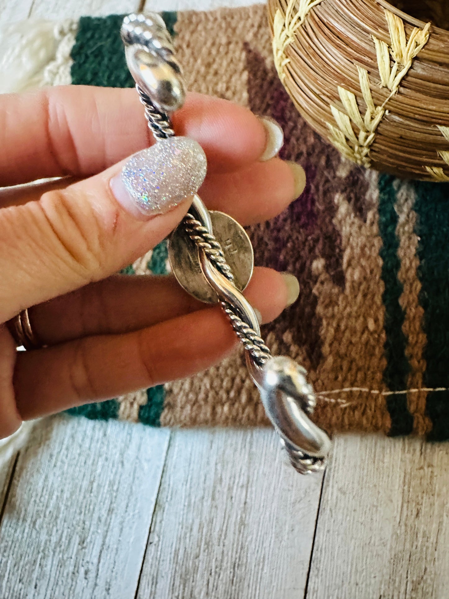 Handcrafted Carico Lake Turquoise & Sterling Silver Cuff Bracelet