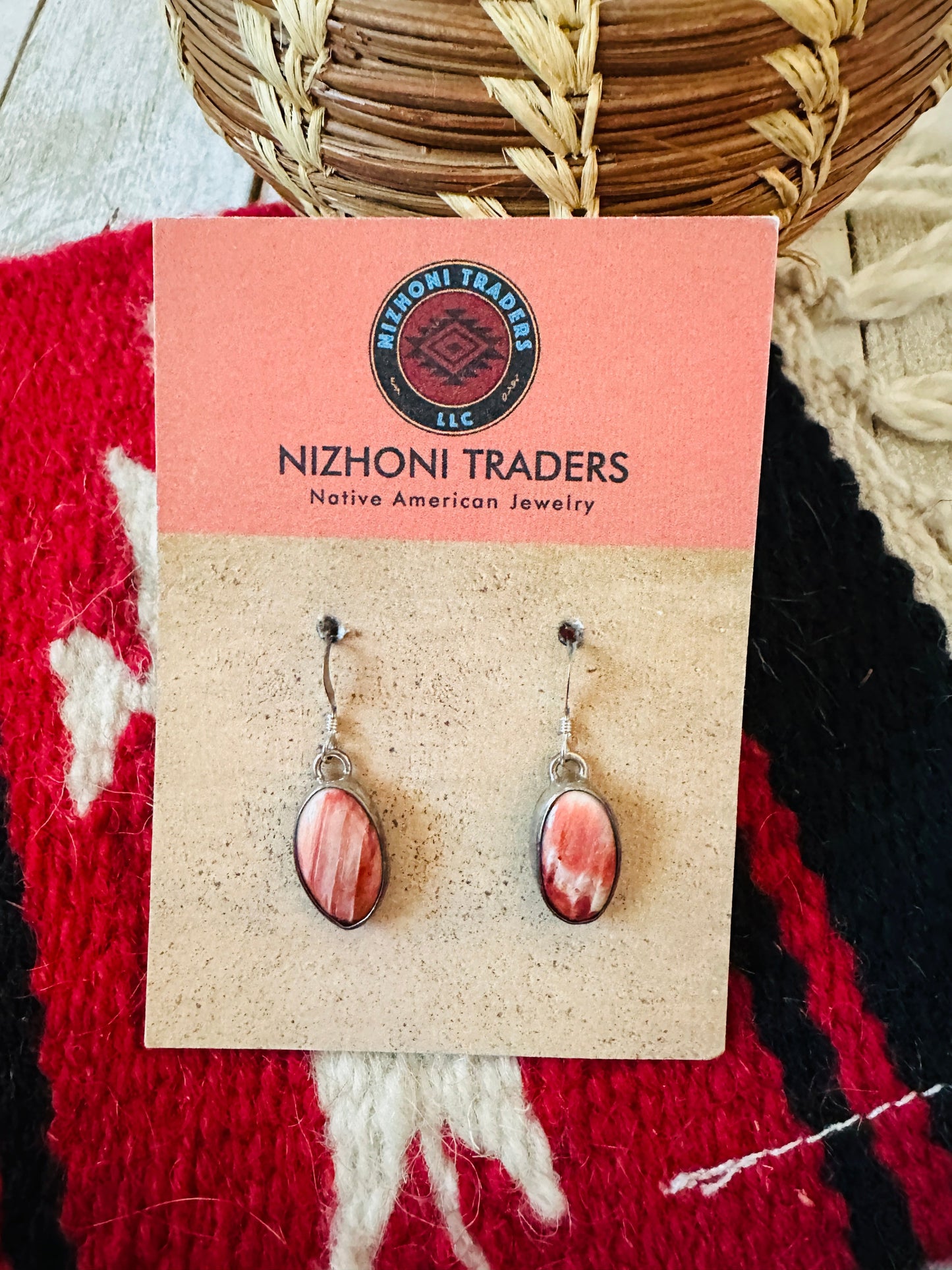 Handcrafted Sterling Silver & Orange Spiny Dangle Earrings