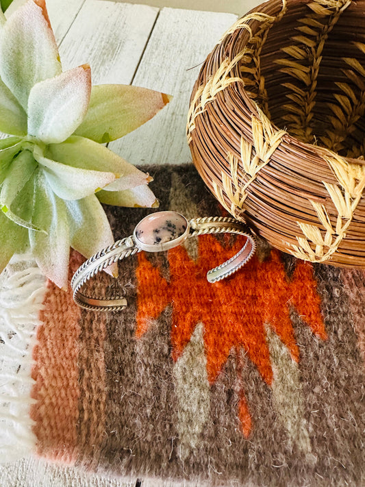 Handcrafted Rhodonite & Sterling Silver Cuff Bracelet