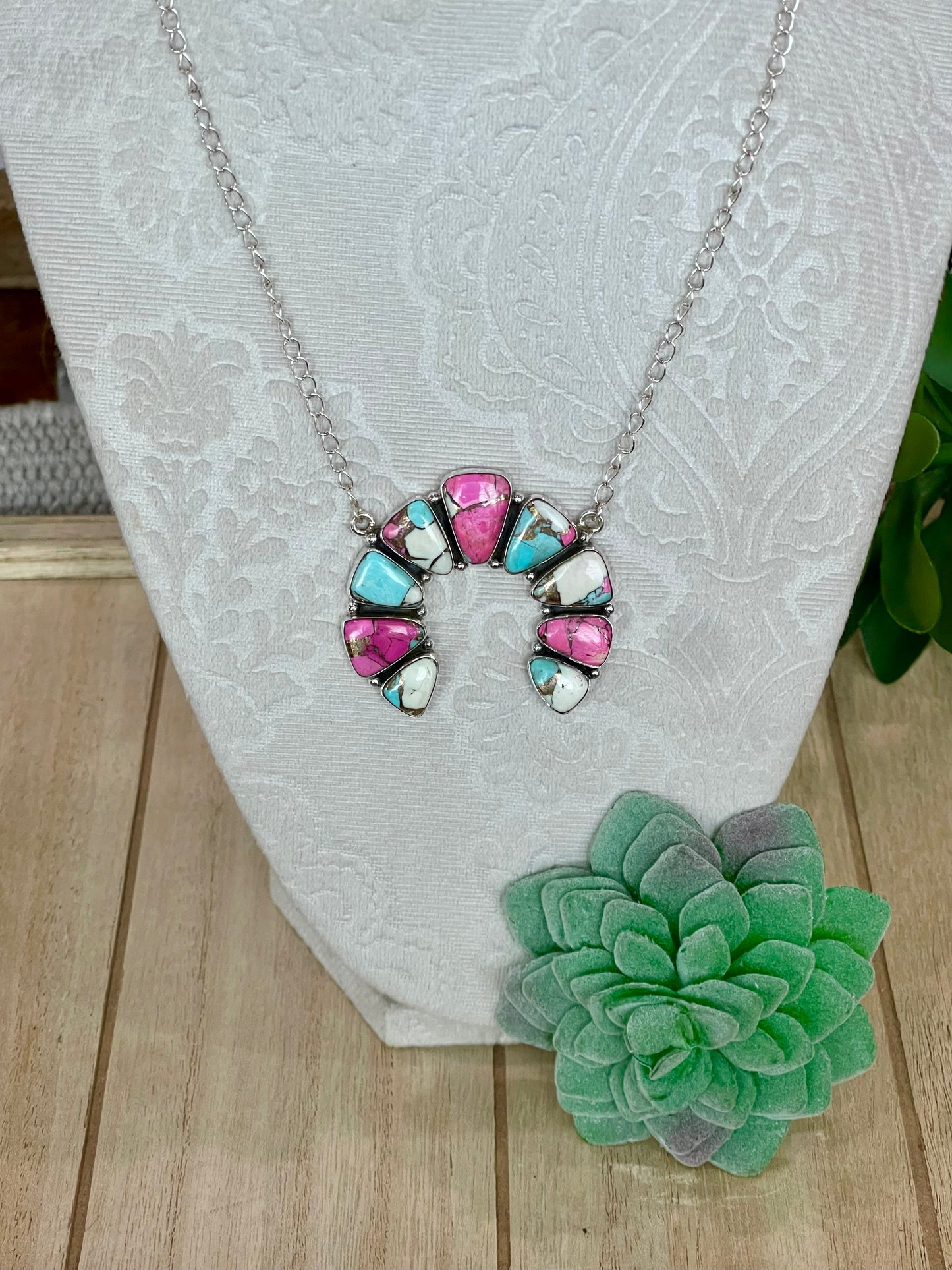 Handmade Cotton Candy Sterling Silver Naja Necklace