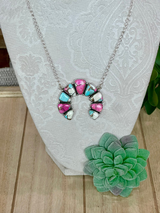 Handmade Cotton Candy Sterling Silver Naja Necklace