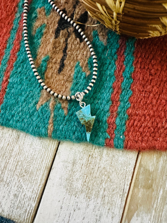 Handcrafted Hand Carved Turquoise Lightning Bolt Charm