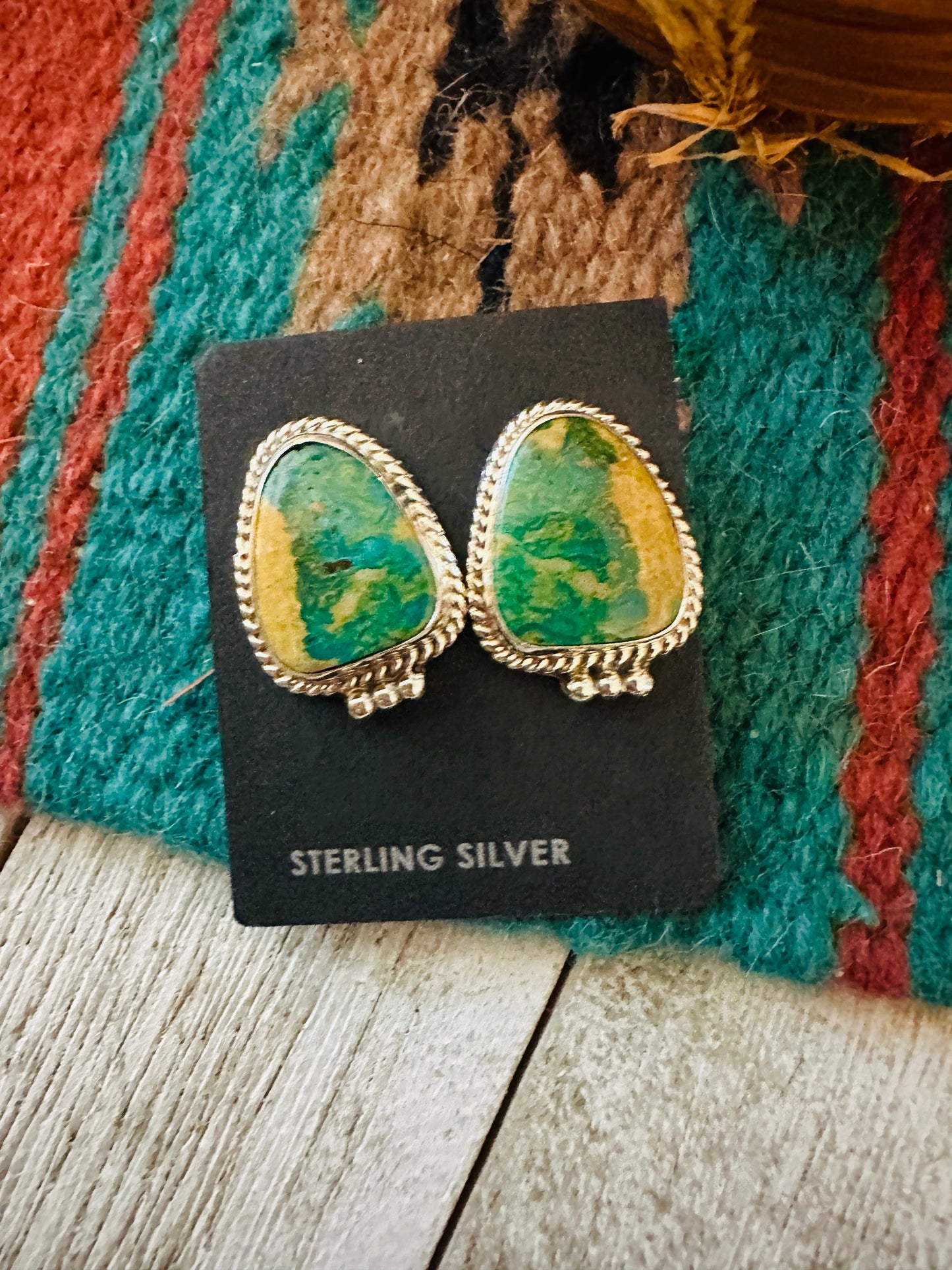 Handcrafted Turquoise & Sterling Silver Post Earrings