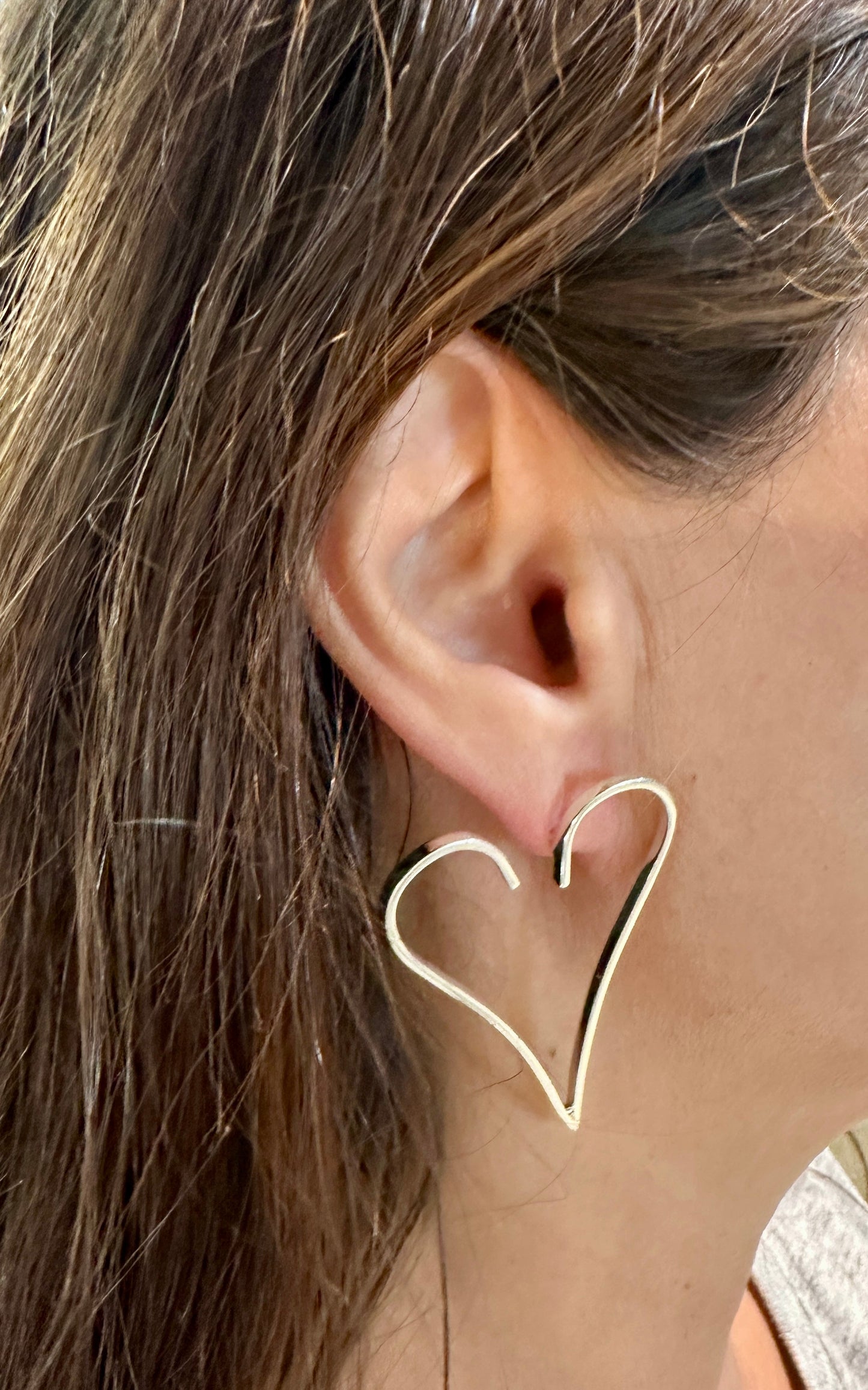 Freeform Heart Sterling Silver Earrings