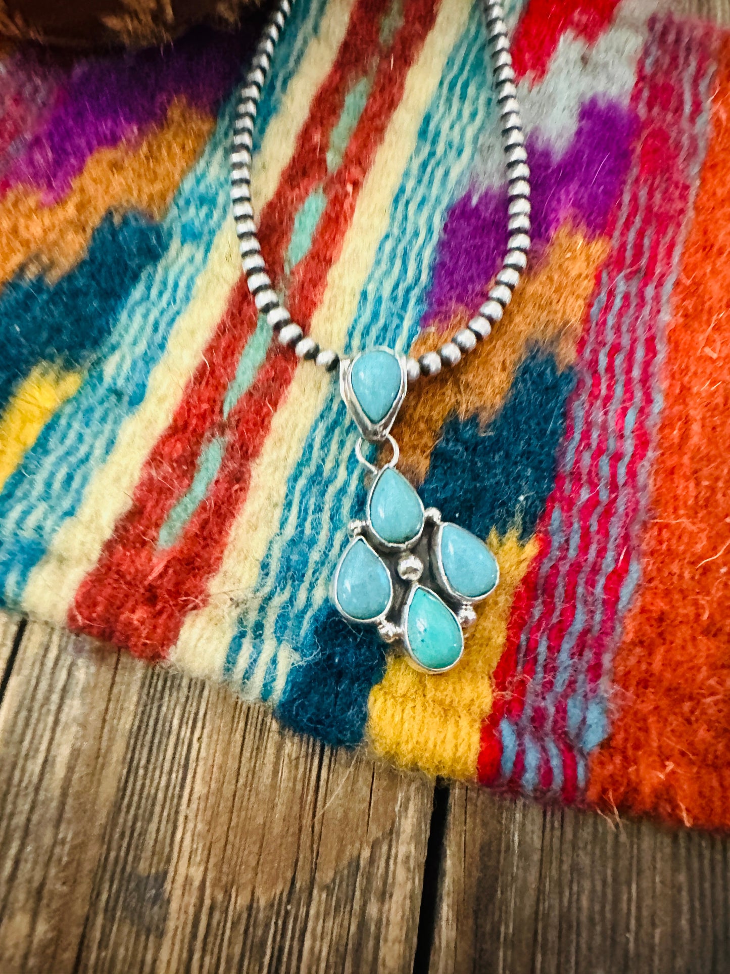 Handcrafted Sterling Silver & Turquoise Cluster Pendant