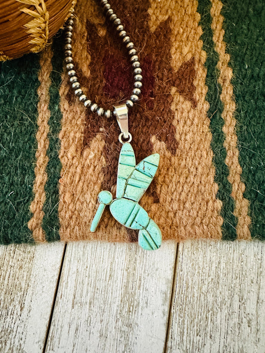 Handcrafted Sterling Silver & Turquoise Inlay Dragonfly Pendant