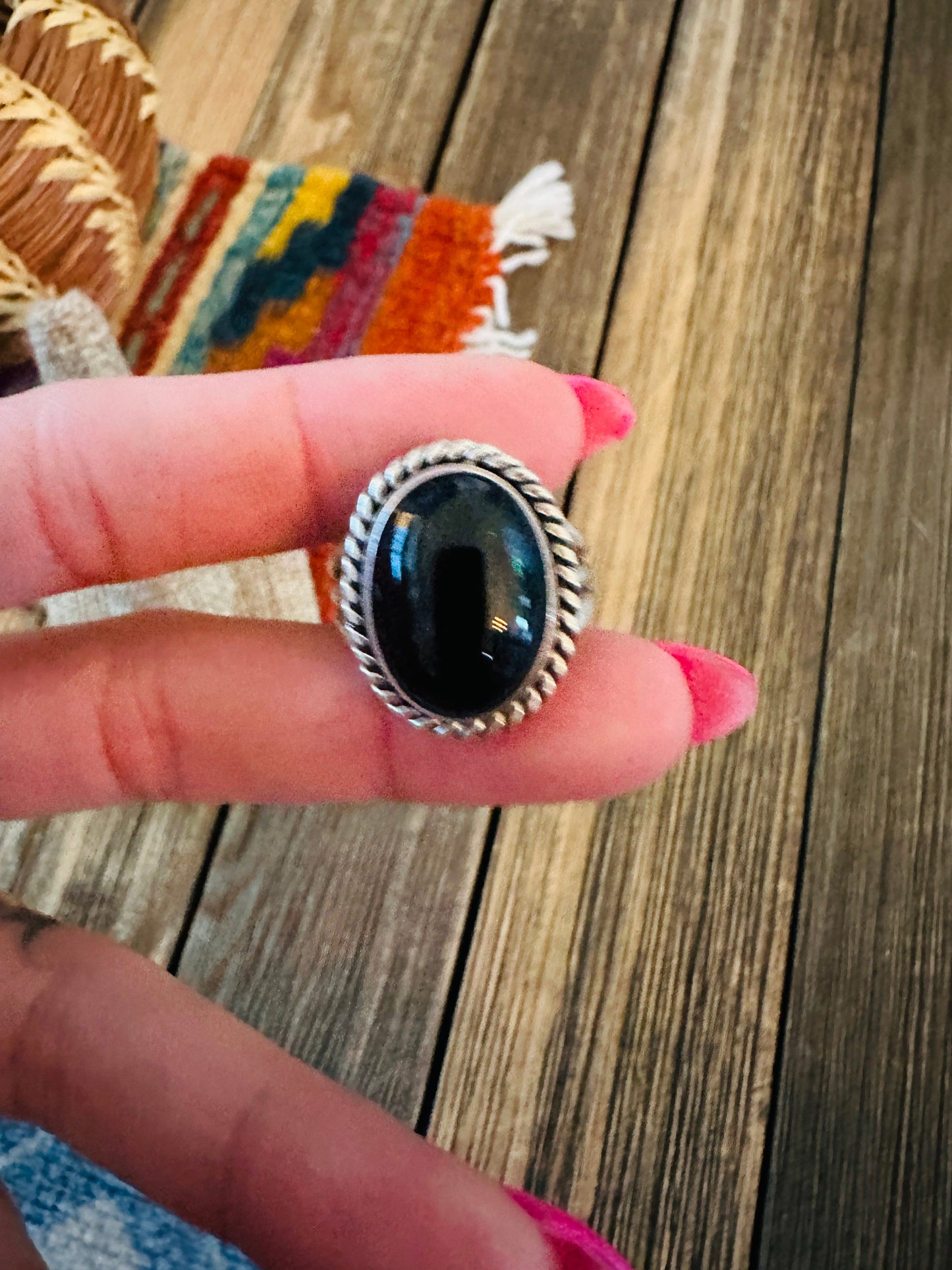 Handcrafted Black Onyx & Sterling Silver Ring