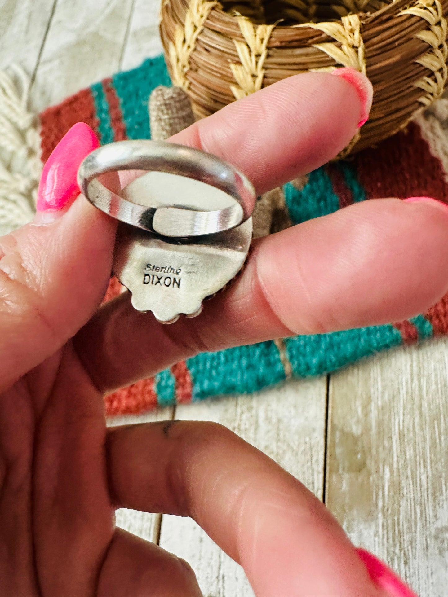 Handcrafted Sterling Silver & Cotton Candy Adjustable Ring