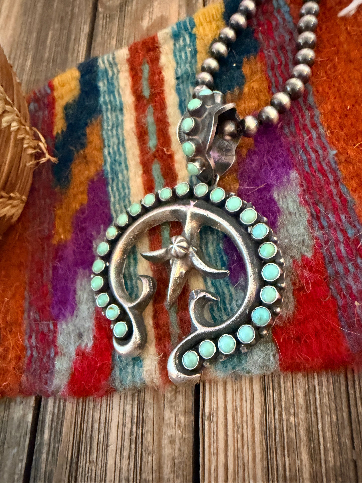Handcrafted Sterling Silver & Turquoise Naja Pendant by Shawn Cayatineto