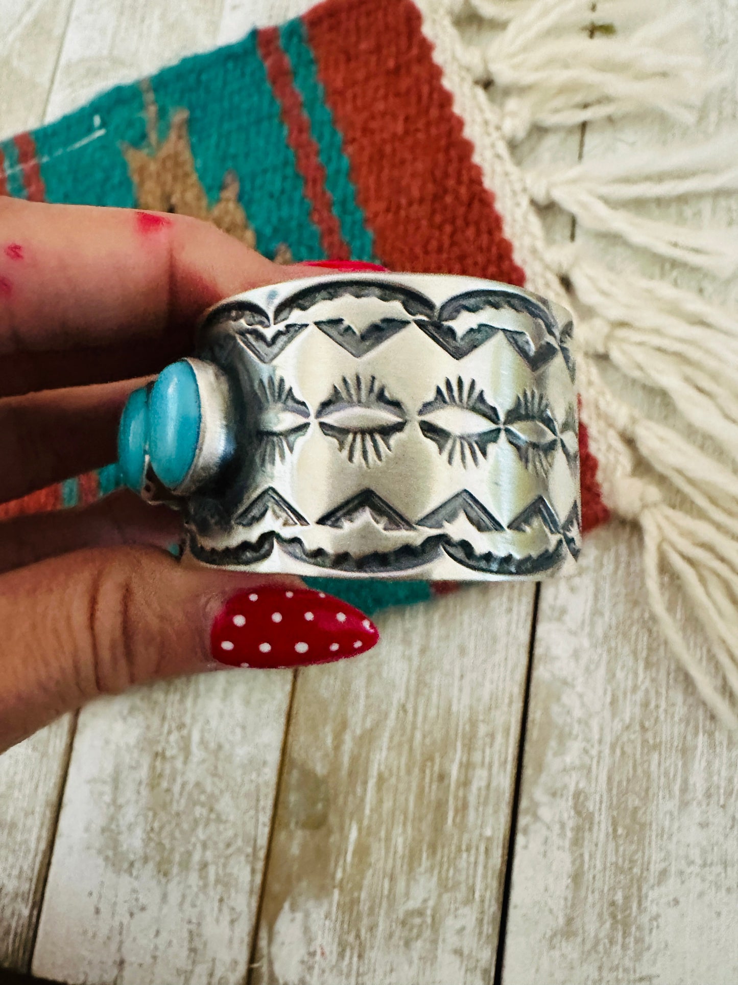 Handcrafted Sterling Silver & Turquoise Cuff Bracelet by Chimney Butte /